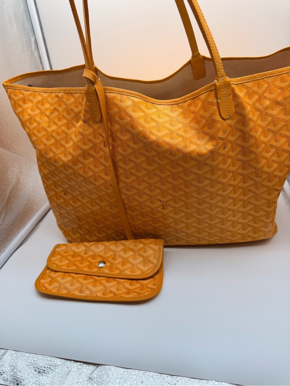 Goyard Orange Coated Canvas Tote with Matching Pouch